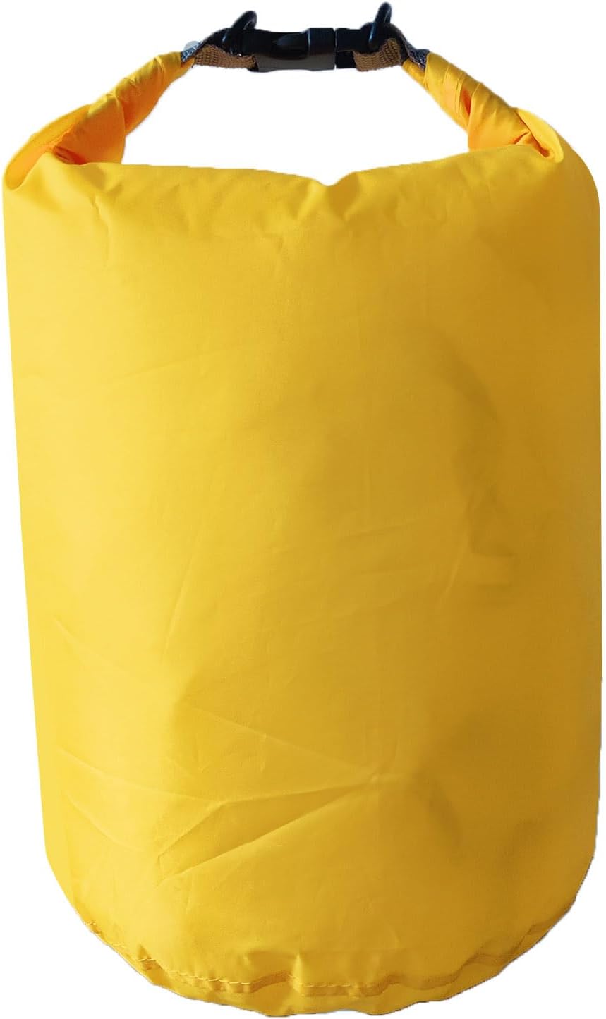 Sac étanche 10L/20L/40L/70L/90L en polyester 210T, fermeture enroulée — jaune (pour kayak, plage, randonnée)