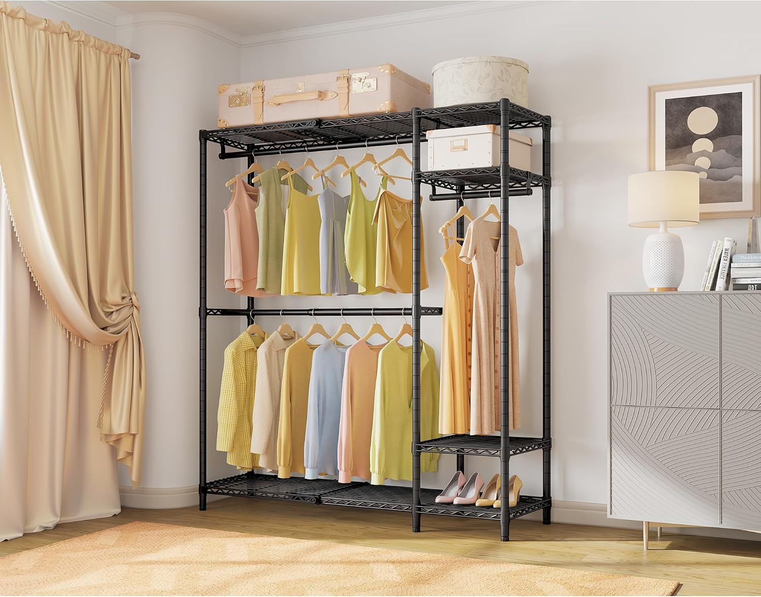 Thumbnail 6 de VIPEK X20 Black Expandable Metal Clothing Rack with Adjustable Shelves