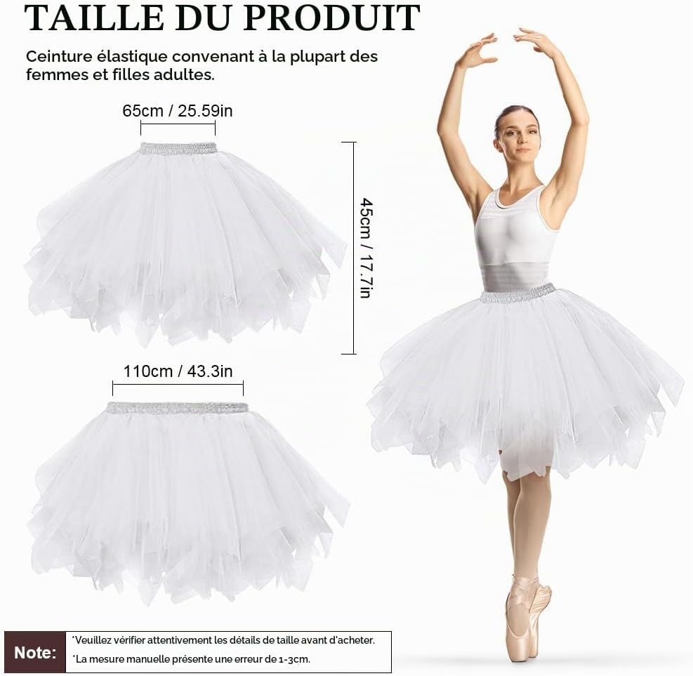 Detalle 2 de BSBUY tutu-rok met 3 lagen, elastische tailleband en polyester tule