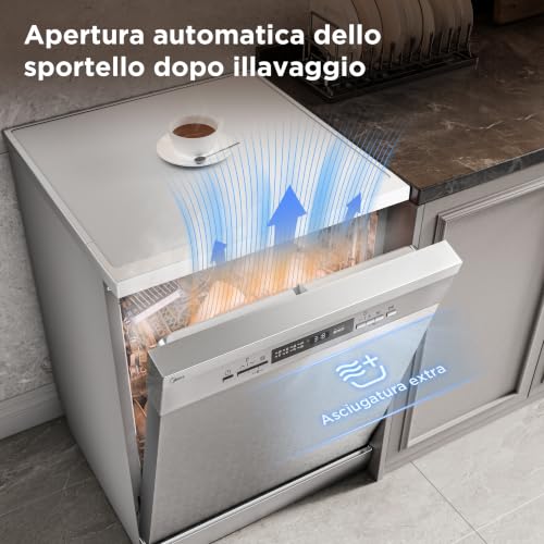 Detalle de Midea MFD60S200X.1-IT: Lavastoviglie da 14 coperti, 8 programmi, Cascata di funzioni essenziali