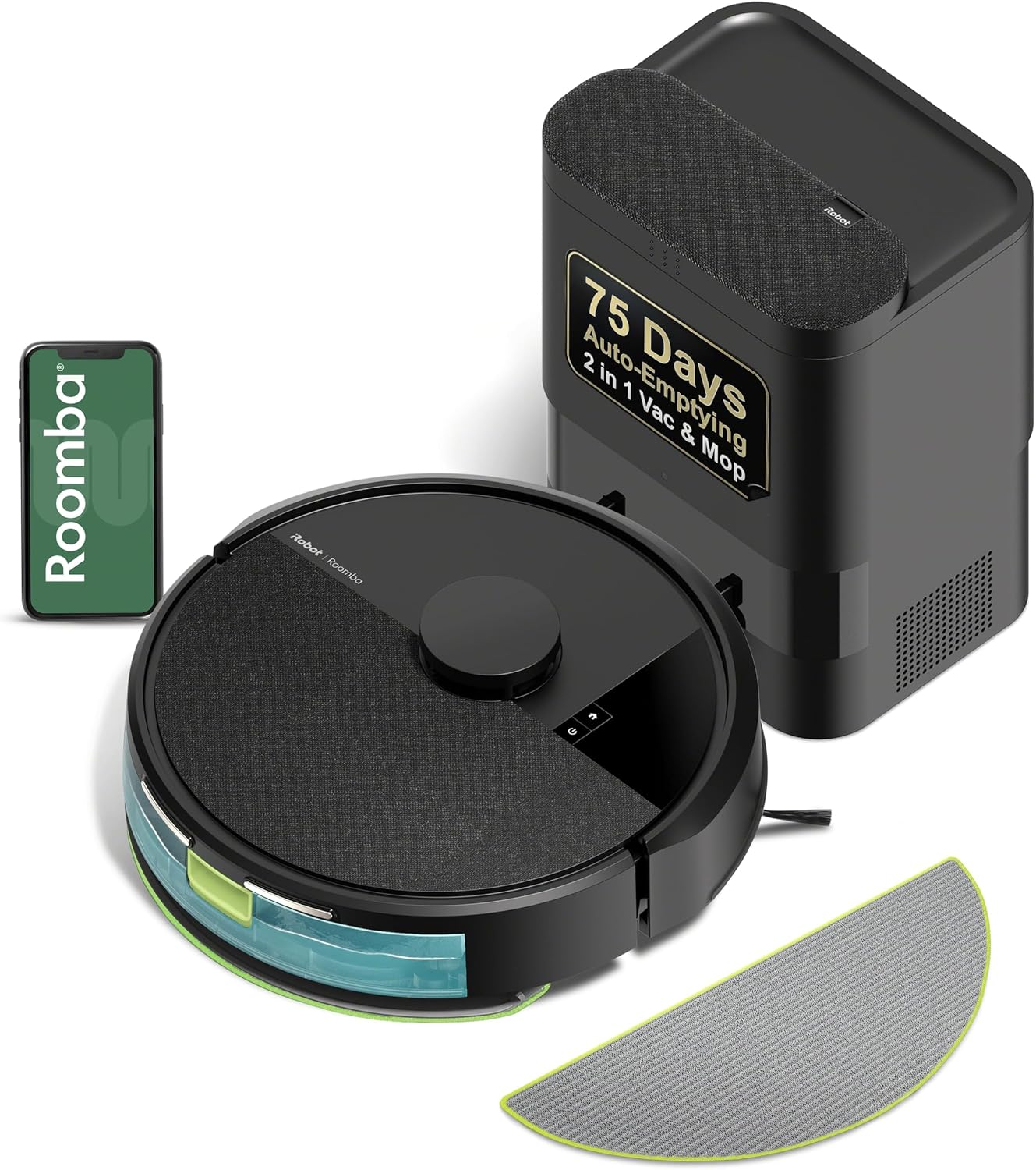 Detalle de iRobot Roomba 104 2-in-1 Robot Vacuum and Mop with LiDAR and Auto-Empty Dock