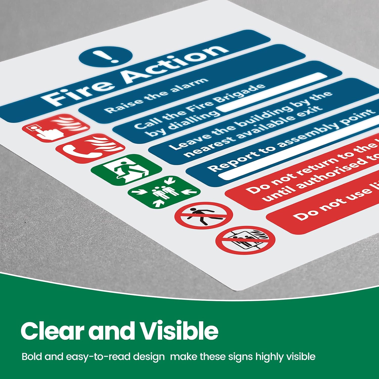 Detalle de 21pcs Premium Fire Exit Sign Kit (Right, Left, Up, Down Arrow) – EN ISO 7010 Compliant