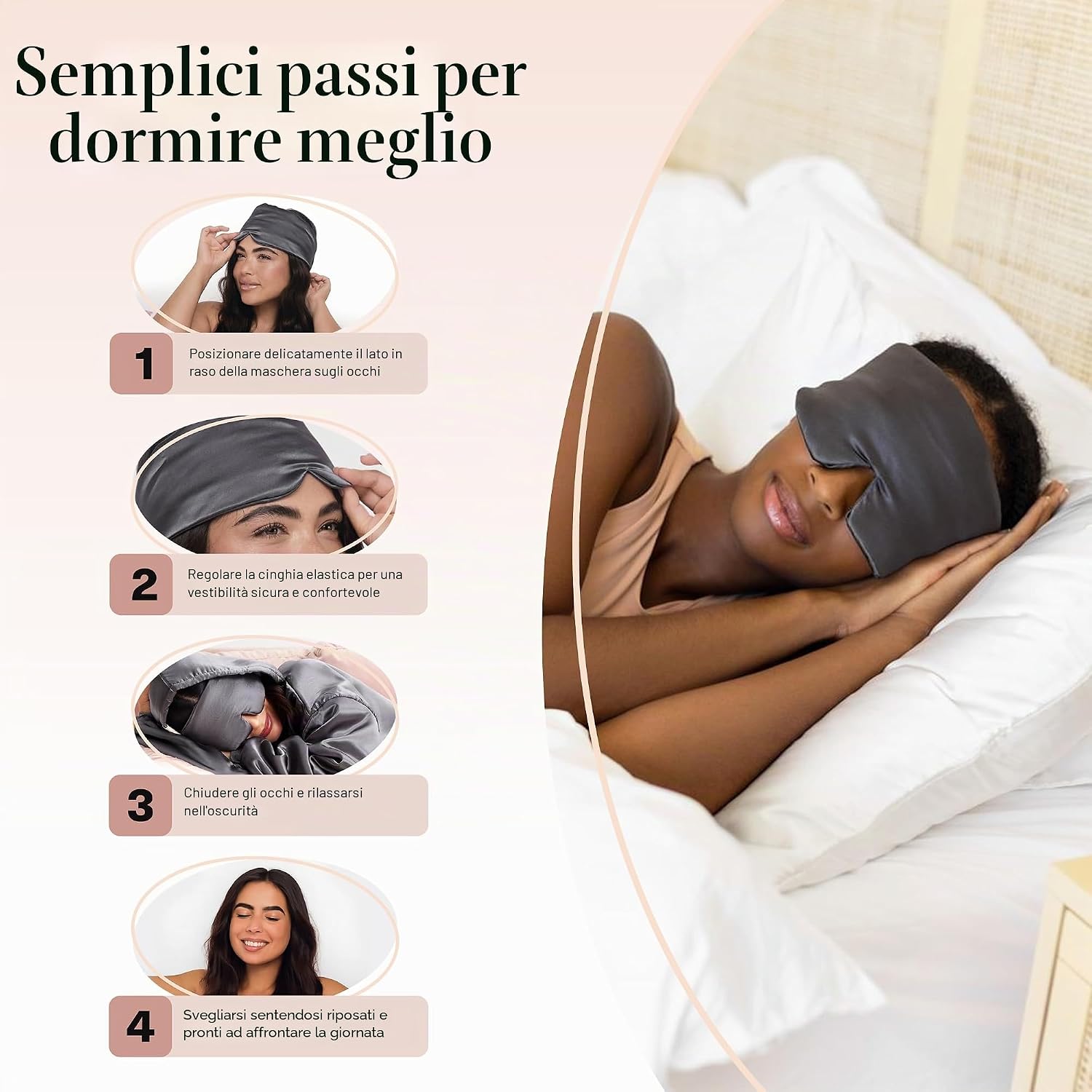 Thumbnail 6 de Kitsch Mascherina per dormire oscurante in raso: comfort elegante per un sonno migliore