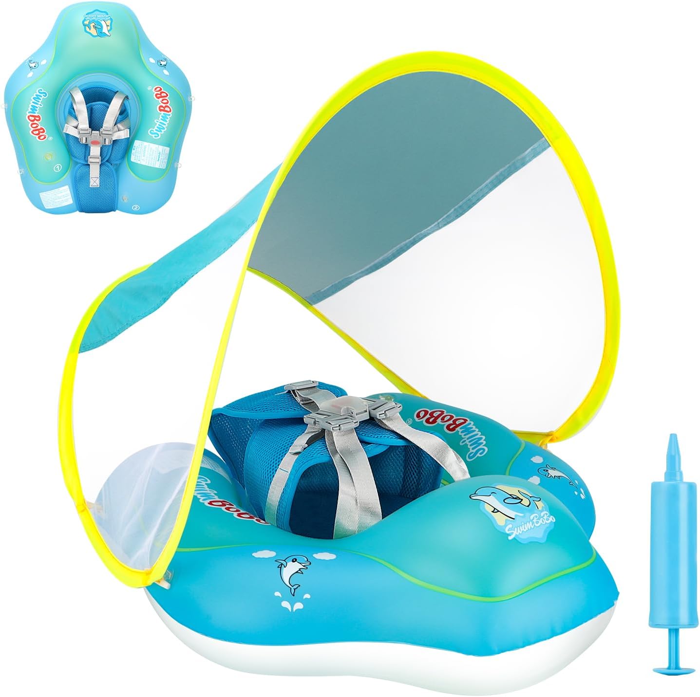 Detalle de Free Swimming Baby Inflatable Pool Float with Sun Canopy (3–36 Months)