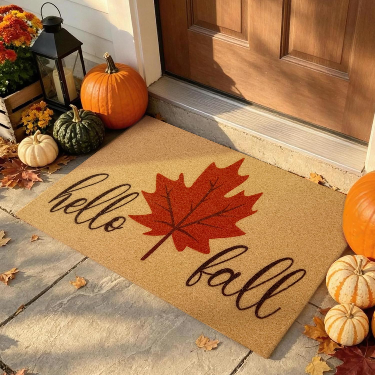 Detalle de PKFEDR PK-DM-FBA Hello Fall Doormat, 24 x 36, Non-Slip Polyester