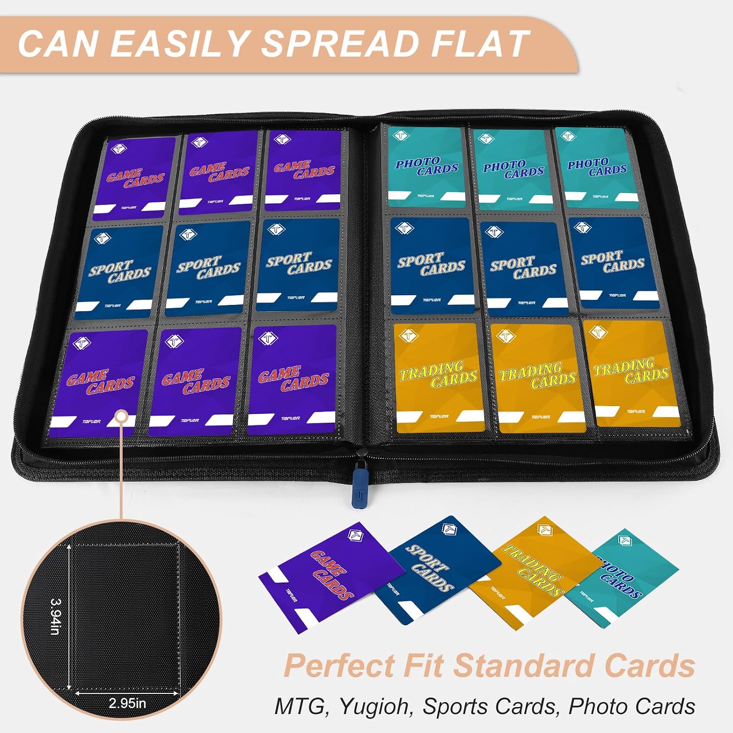 Detalle de Trading Card Binder 432-Pocket Album (Blue) – 9-Slot Pages for MTG and Sports Cards
