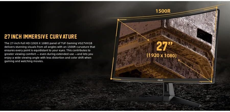 Detalle 2 de ASUS TUF VG27VH1B 27” Curved Gaming Monitor