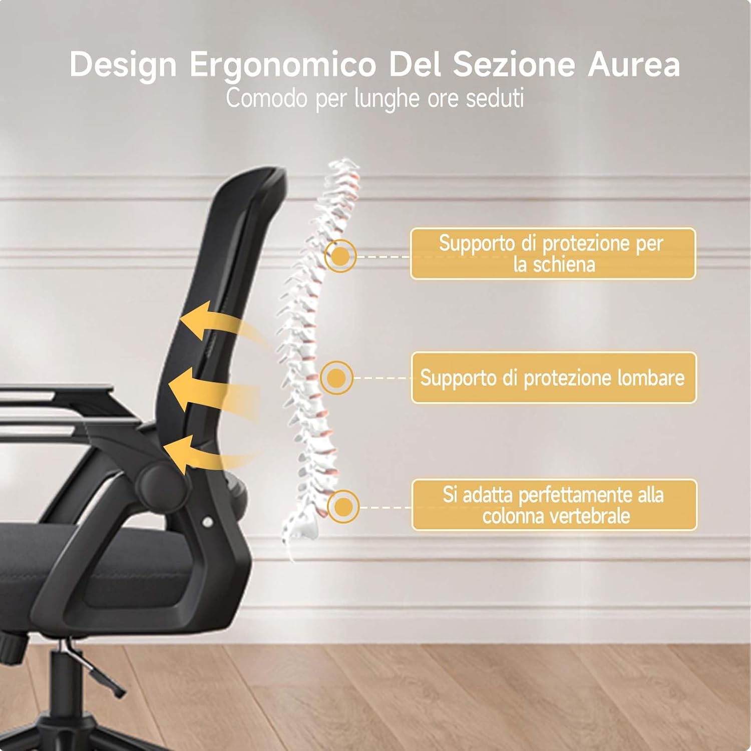 Thumbnail 6 de naspaluro Sedia Ergonomica per Ufficio con Braccioli Pieghevoli