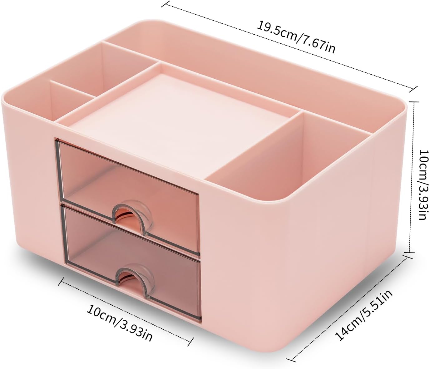 Thumbnail 2 de RISEMART Desk Organiser with 2 Drawers (Pink) – Large Capacity Desk Tidy for Office, School and Makeup