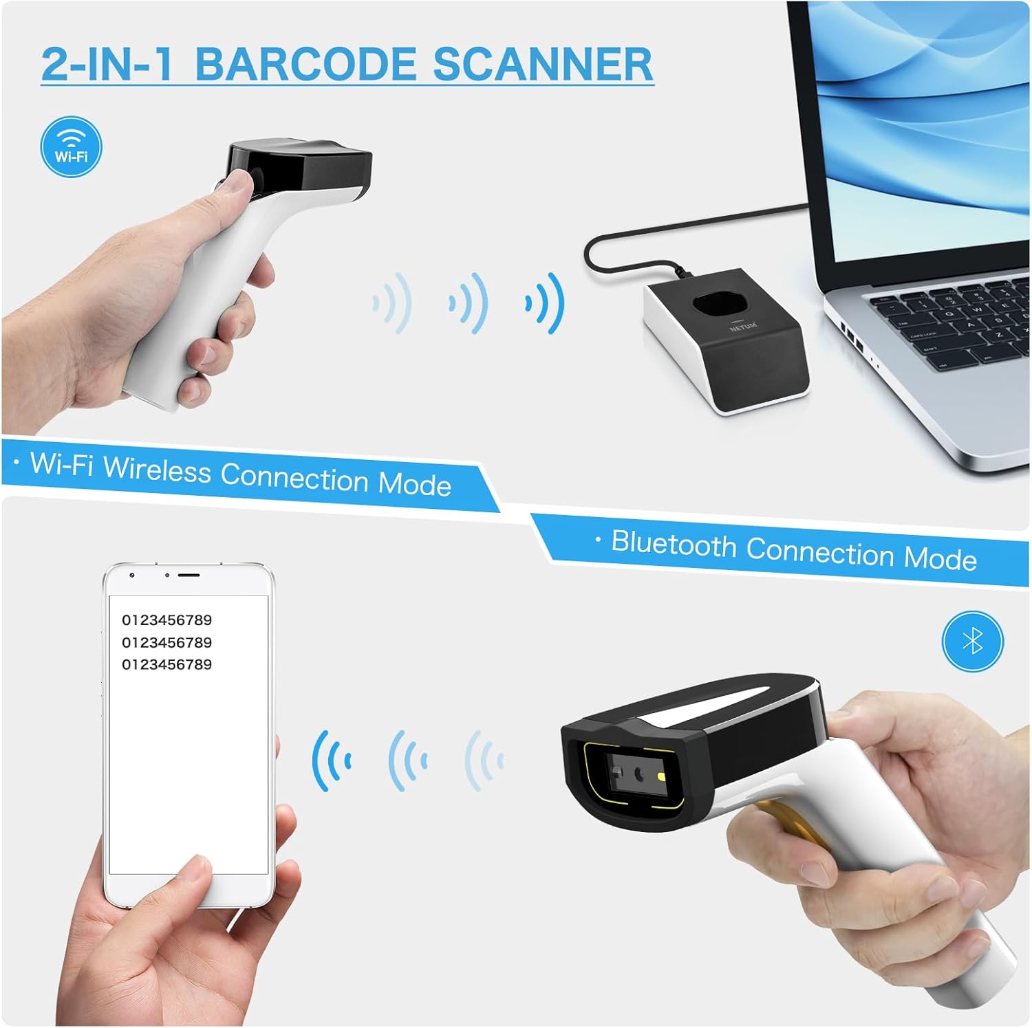 Detalle 2 de NETUM DS2800 Scanner codes-barres Wi‑Fi 2D