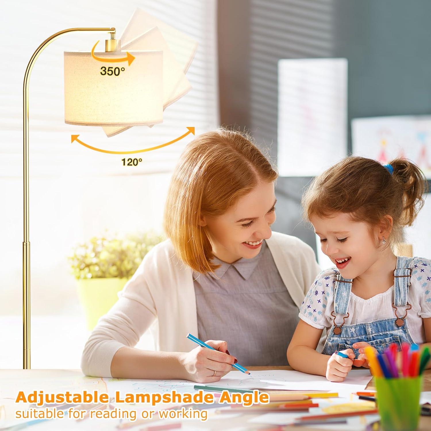 Thumbnail 5 de Ambimall Arc Floor Lamp, Deep Beige Shade