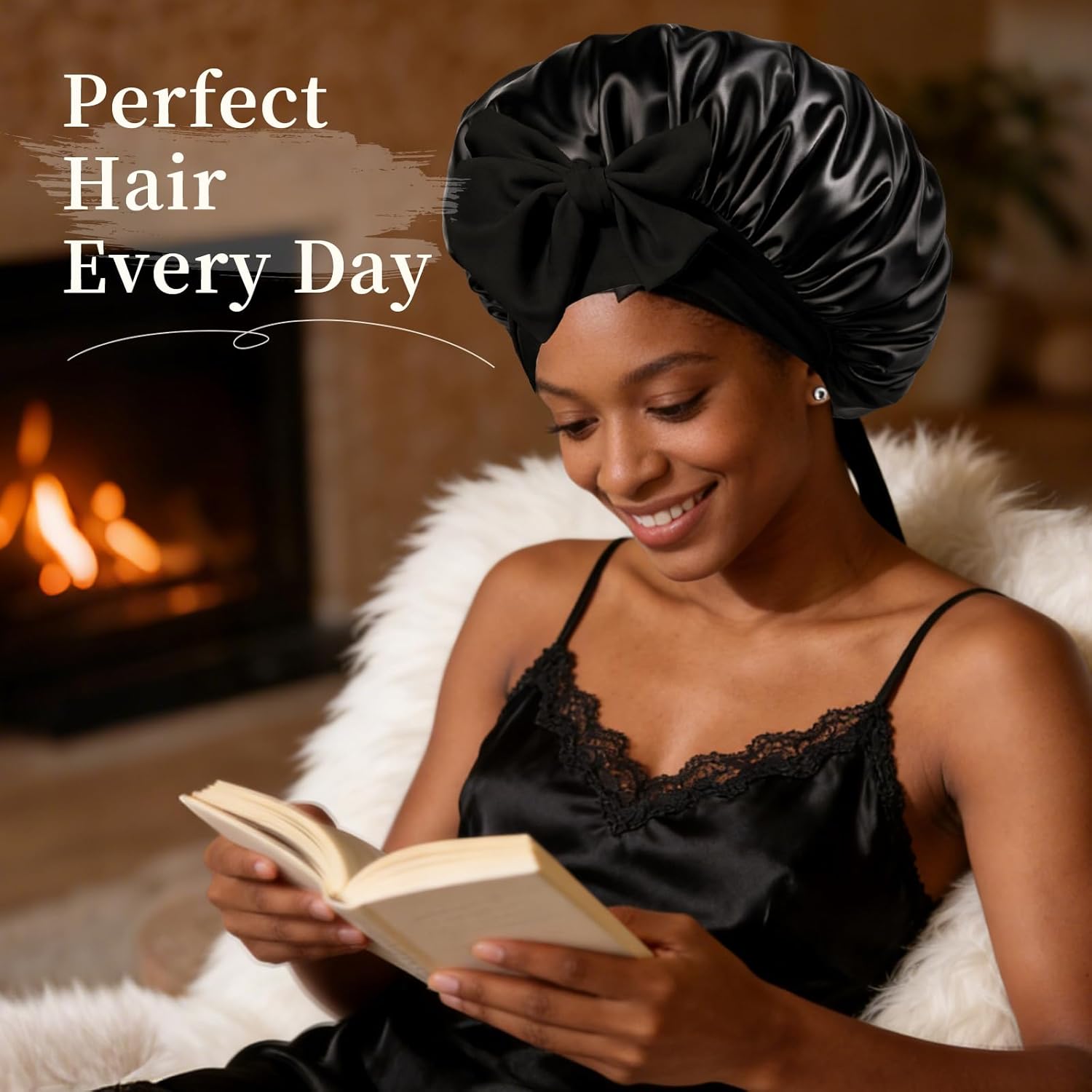 Thumbnail 2 de Confvrter Silk Bonnet Satin Bonnet for Sleeping (Large, Adjustable) — Comfort, Hair Protection, and Everyday Use