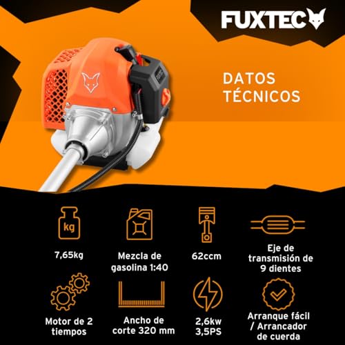 Detalle de Desbrozadora Gasolina Multifunción Fuxtec FX-MS162 (62 cc) 2 en 1: potencia, versatilidad y accesorios