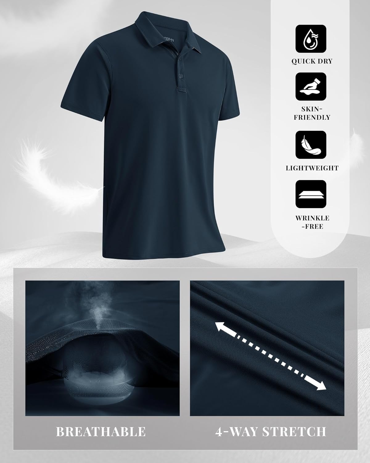Thumbnail 3 de 33,000ft Herren Polo Golf Shirt UPF50+ – Schnell trocknend, antiblas— gut belüftet