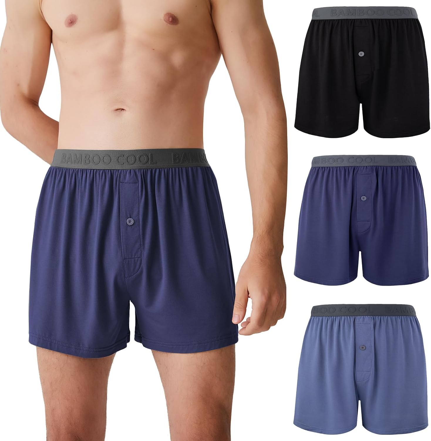 Detalle de BAMBOO COOL Mens Boxer Shorts 3-Pack 🩲