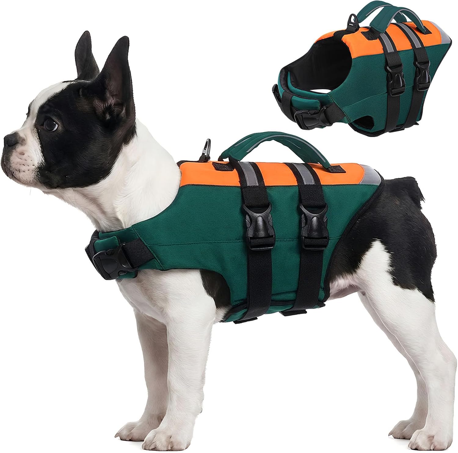 Detalle de CITÉTOILE Dog Life Jacket with Handle & Safety Leash — Buoyancy Aid Vest for Boating, Pool & Lakes