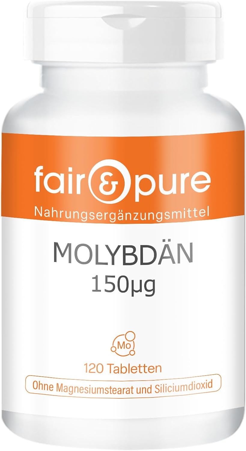 Detalle de Fair & Pure Molybdän 150µg – 120 Tabletten, schluckfreundlich, vegan, hergestellt in Deutschland