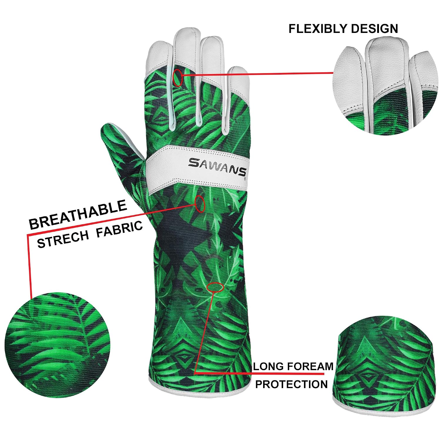 Detalle de Goatskin Leather Gardening Gloves L — Thorn‑Proof Garden Gloves