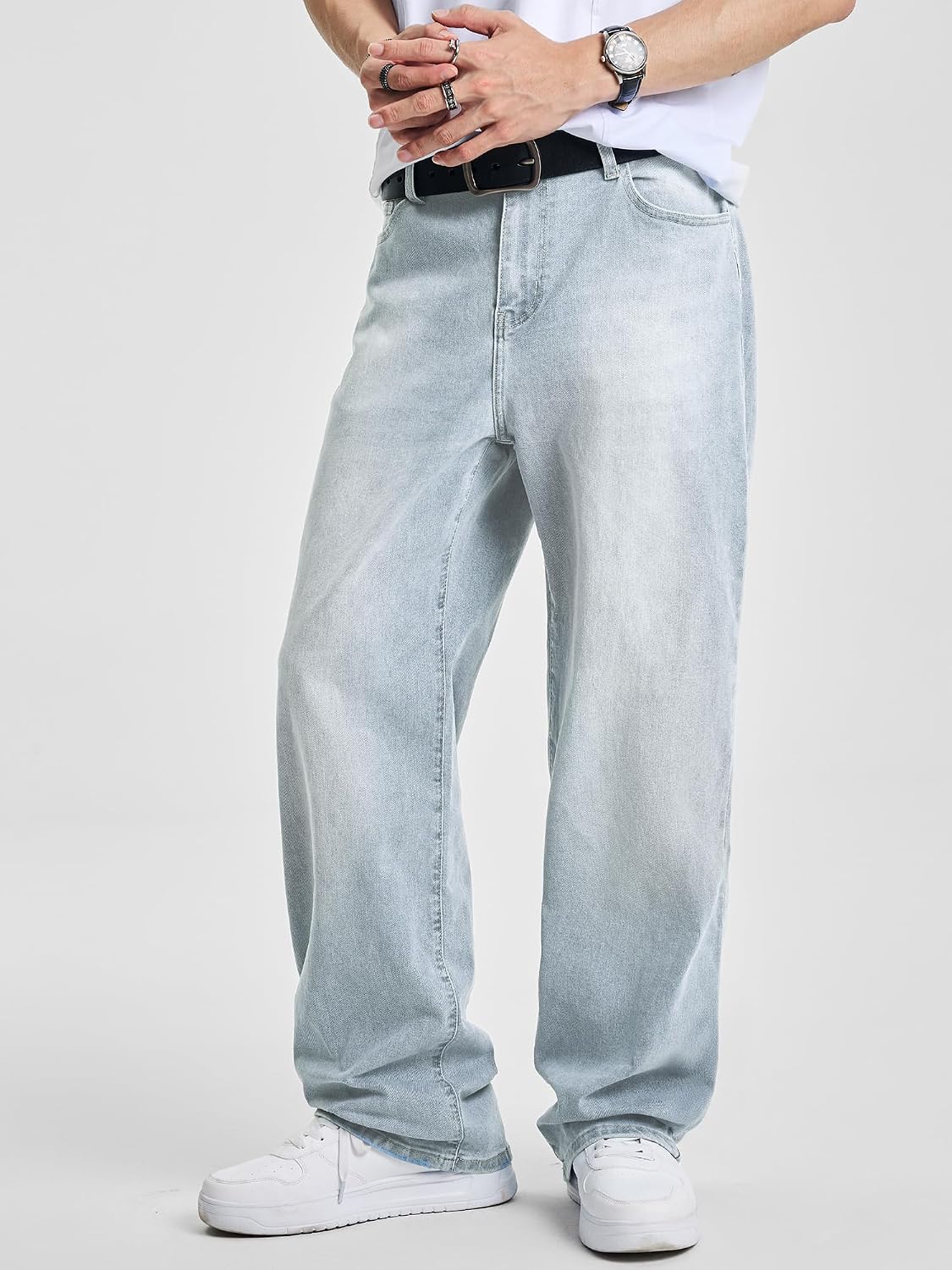 Detalle 2 de JMIERR Mens Baggy Jeans Wide Leg Y2K Loose Fit Denim Pants