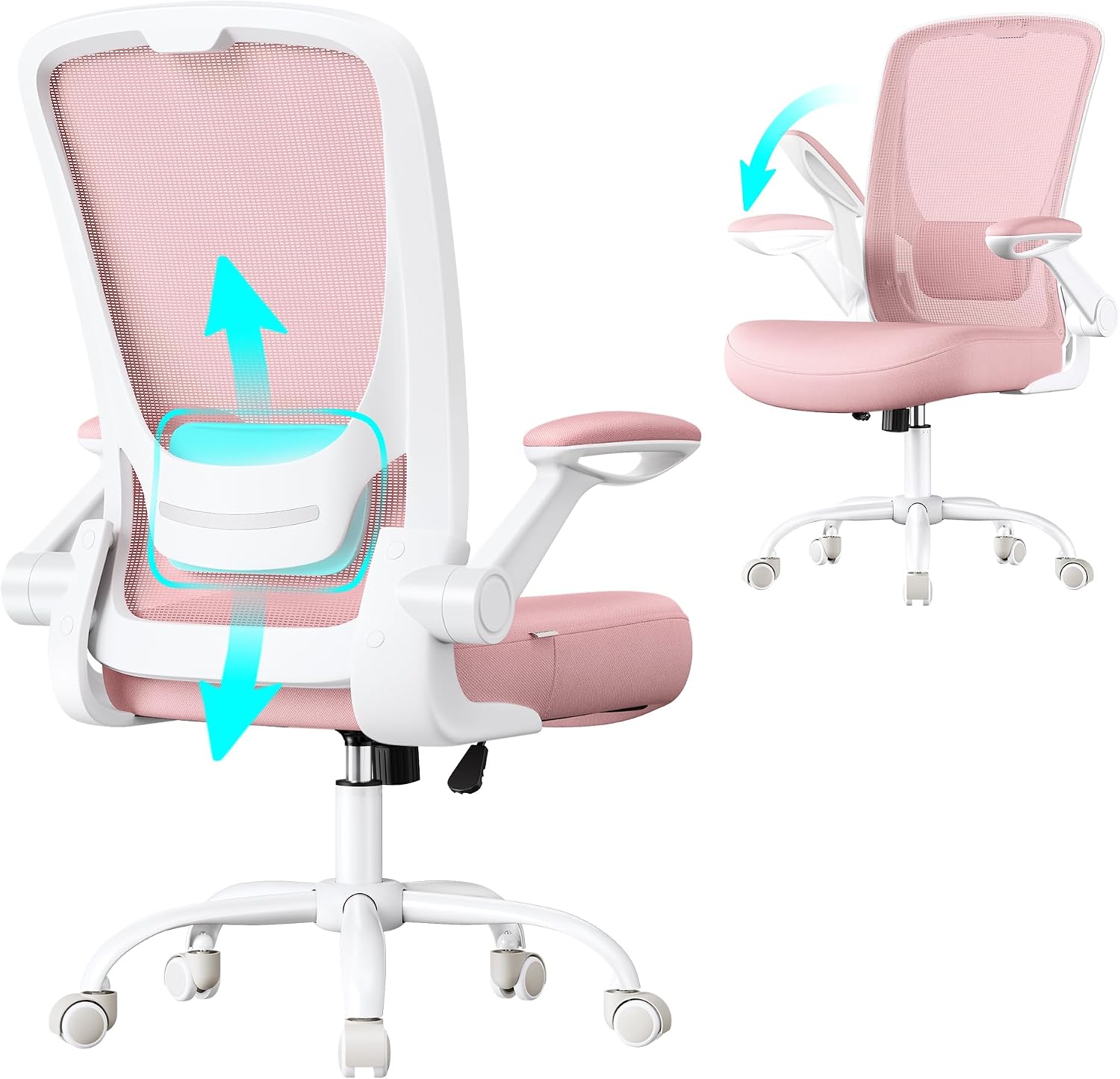 Detalle de SONGMICS Silla de Oficina rosa pastel 53 cm