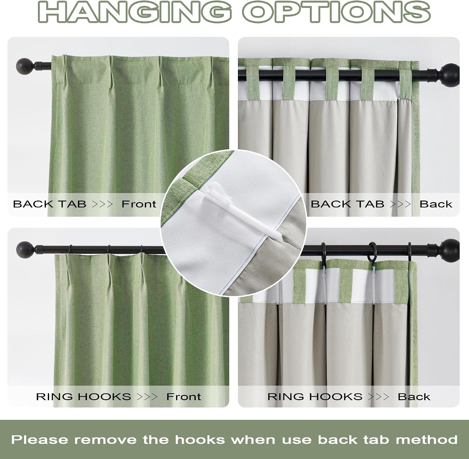 Detalle 2 de DUALIFE Blackout Curtains, 40 x 63 Inches