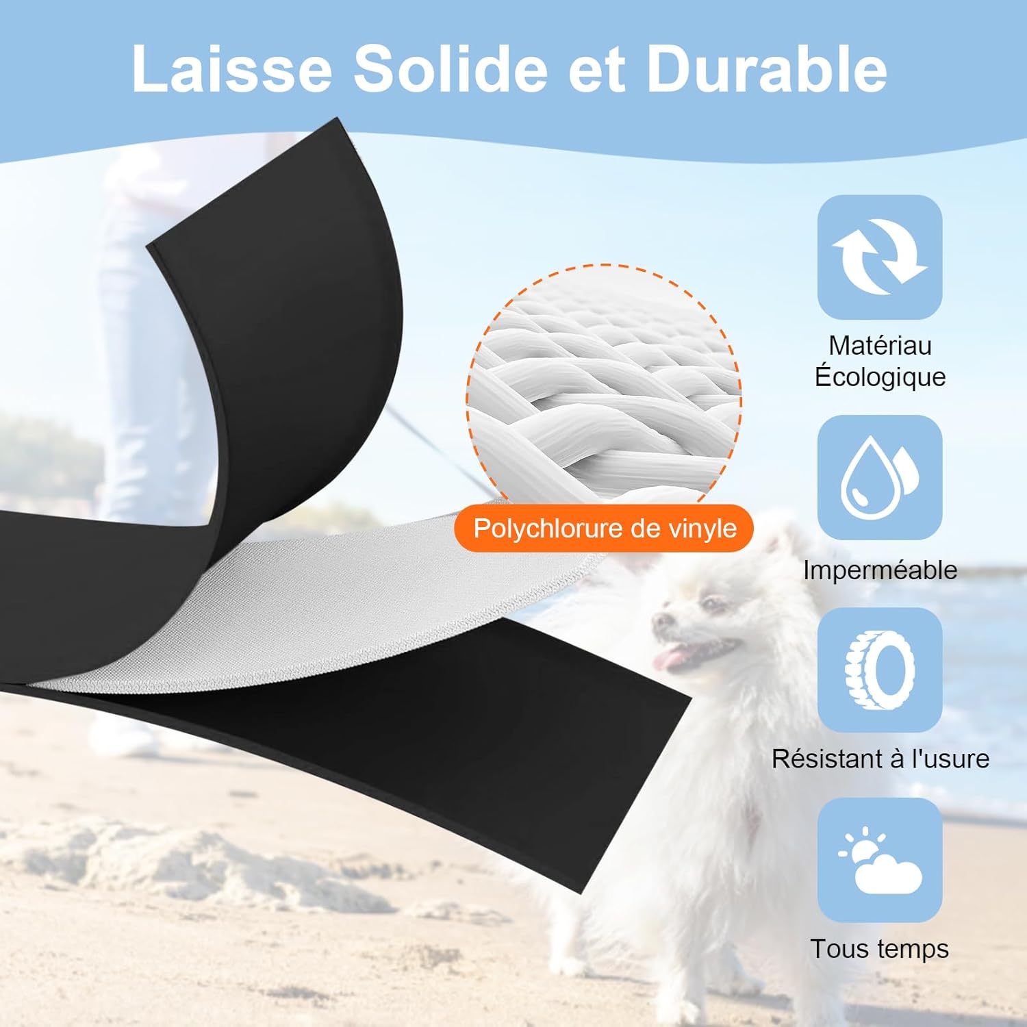 Thumbnail 2 de Longe pour chien étanche 1,8 m à 30 m – laisse de dressage avec poignée et crochet verrouillable