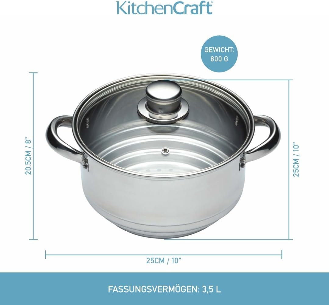 Thumbnail 1 de KitchenCraft Universaleinsatz Dampfgarer mit Deckel – stabiler Edelstahl, passt auf 16–20 cm Töpfe