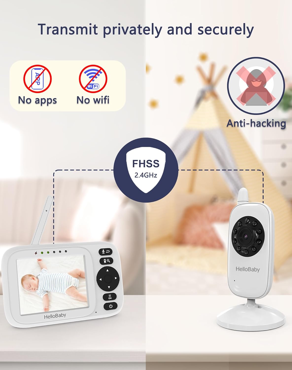 Thumbnail 6 de HelloBaby Babyphone mit 2 Kameras – 3,2 Zoll, Nachtsicht und ECO-Modus