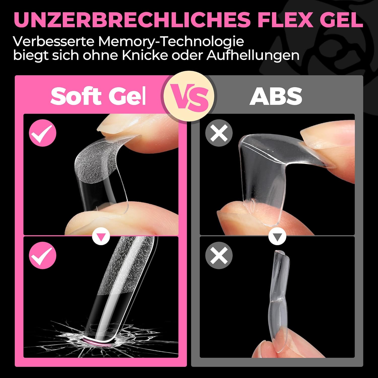 Thumbnail 4 de UNA GELLA Nail Tips – 504 Stück Soft-Gel Short Square Nageltips für Gel, Acryl und Dip-Powder