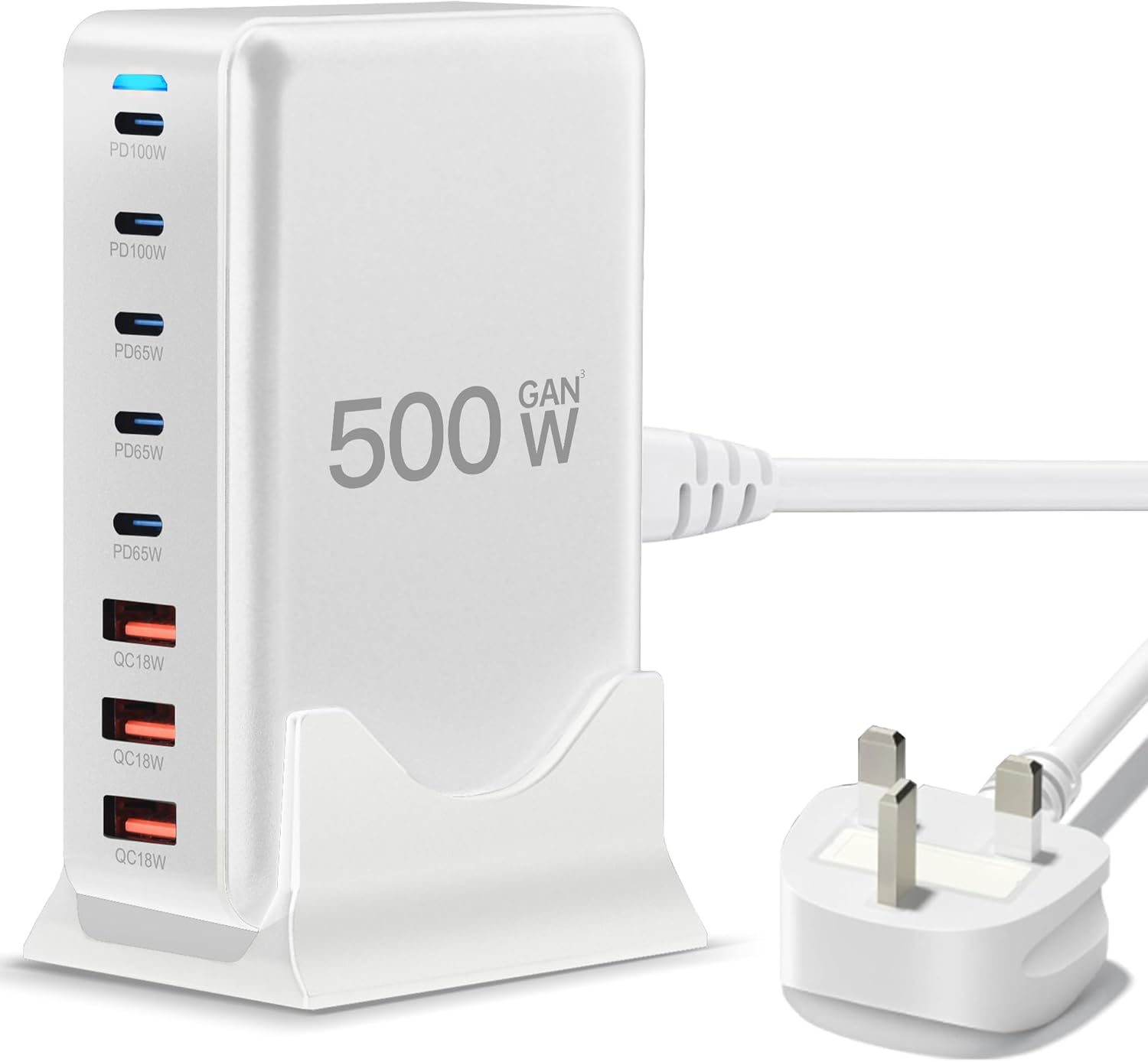USB C Charger 500W 8-Port GaN3 Charging Station (Dual 100W PD PPS) for Laptop, iPhone & iPad