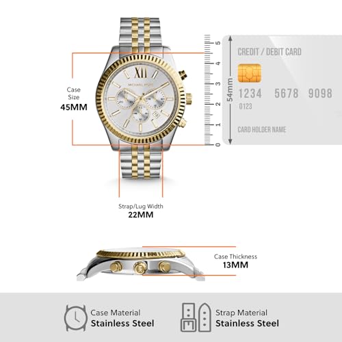 Thumbnail 5 de Michael Kors Lexington Chronograph: cinturino in acciaio argento e oro, MK8344