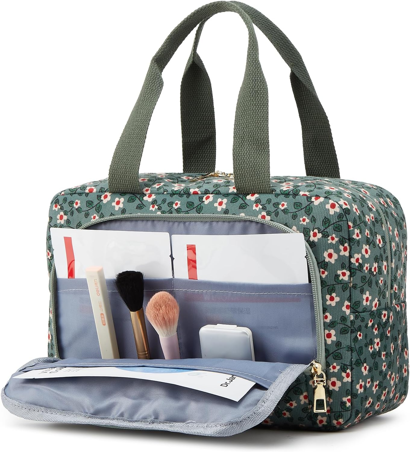 Thumbnail 2 de Funtlend Damen Kosmetiktasche Größe M (7,8 l) aus Cord mit Tragegriff – große Kulturtasche für Make-up & Reise