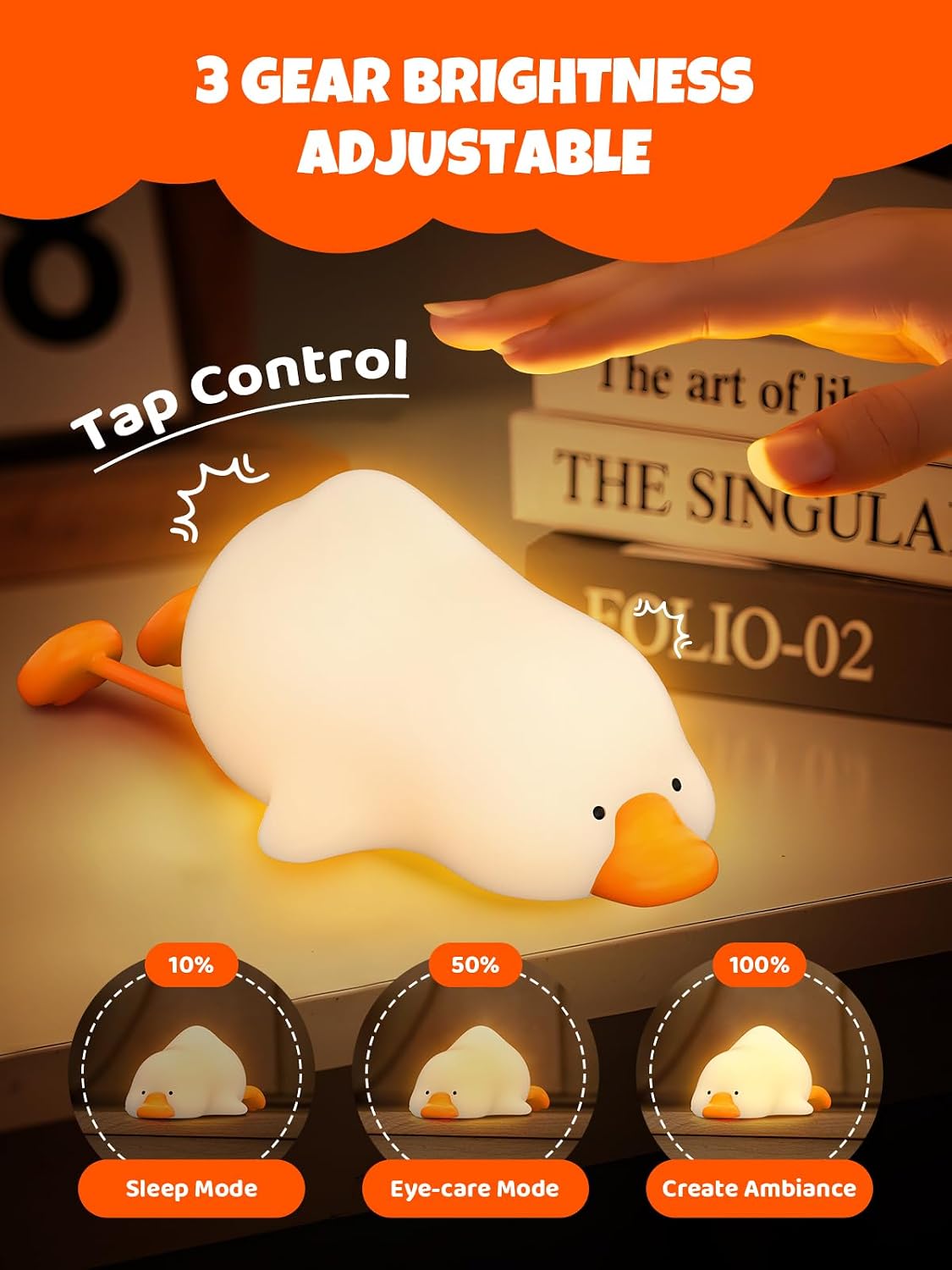 Thumbnail 2 de Smiling Shark Mignon LED veilleuse enfants en forme d’oie rechargeable tactile (RGB, 3 luminosités, timer 15 min)
