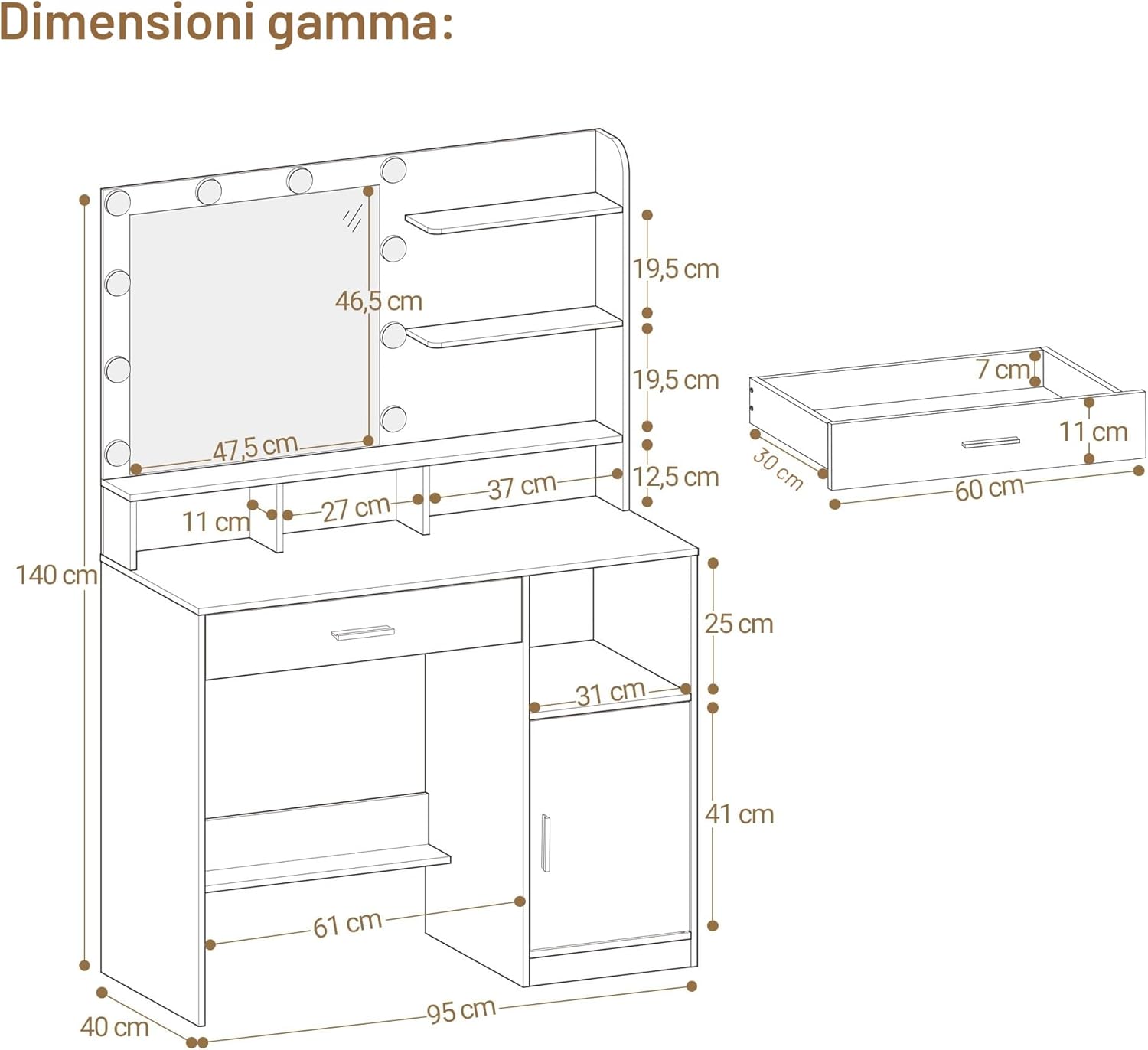 Detalle 1 de Hzuaneri DT41303XEU Toeletta con specchio regolabile