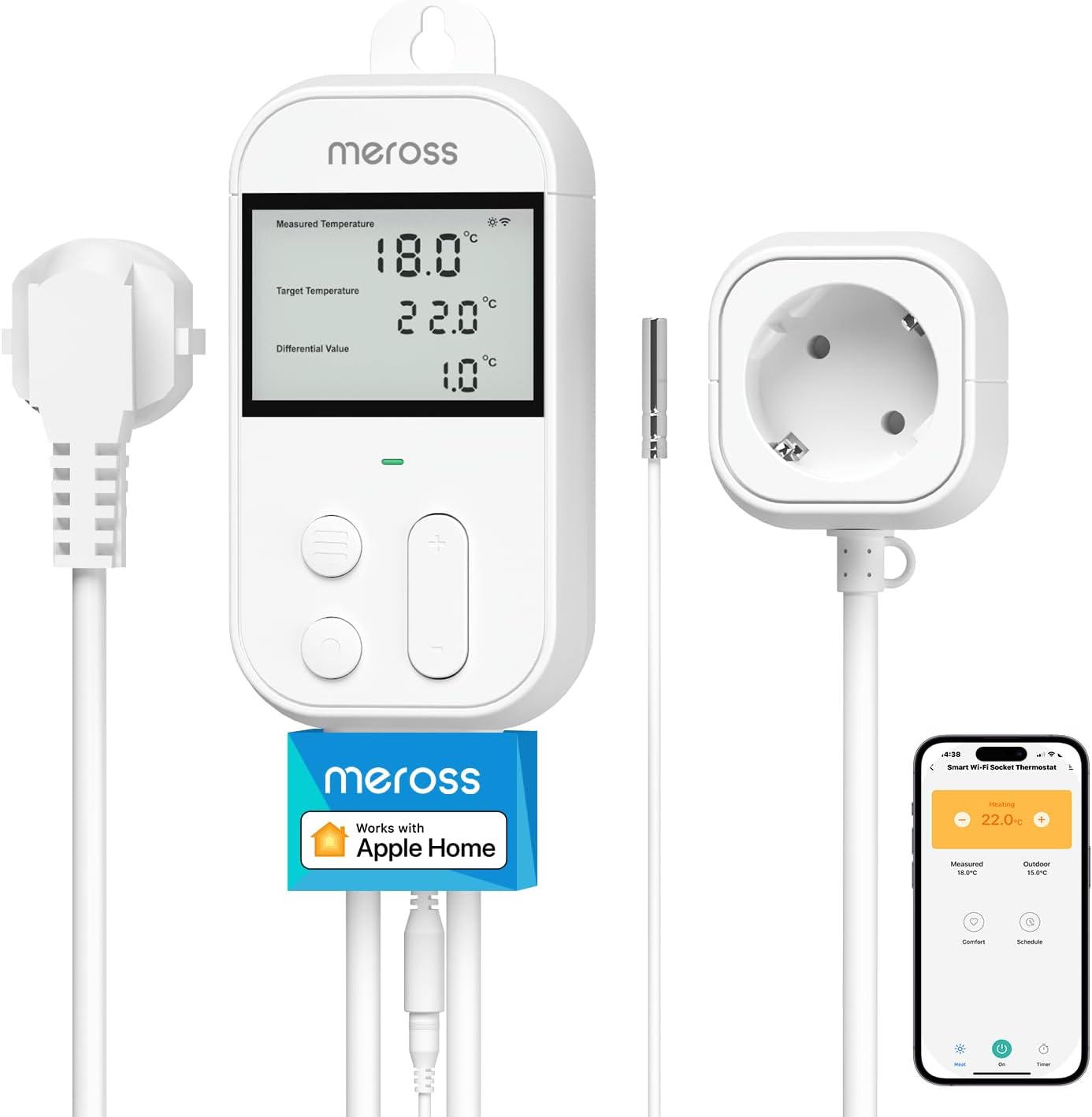 Detalle de Meross Smart Thermostat Temperaturregler 16 A 🔌