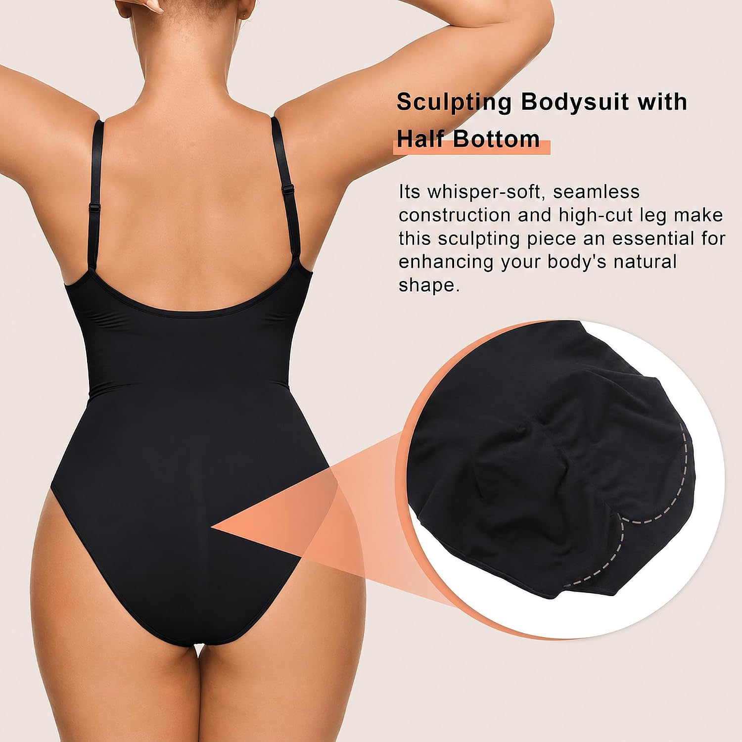 Detalle 2 de SHAPERX Women's Shapewear Bodysuit: Tummy Control & Seamless Waist Snatching