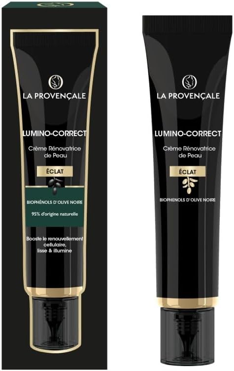 Detalle de La Provençale Lumino-Correct Crème Rénovatrice de Peau booster d’éclat aux biophénols d’Olive noire (40 ml)