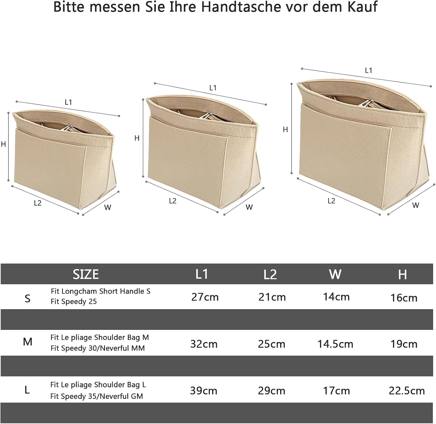 Thumbnail 5 de DongMaple Filz Taschenorganizer Beige L
