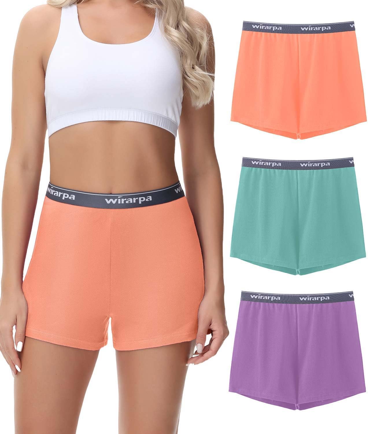 Detalle de wirarpa Kurze Schlafhose Damen Baumwolle – weiche, bequeme Pyjamahose im 3er Pack