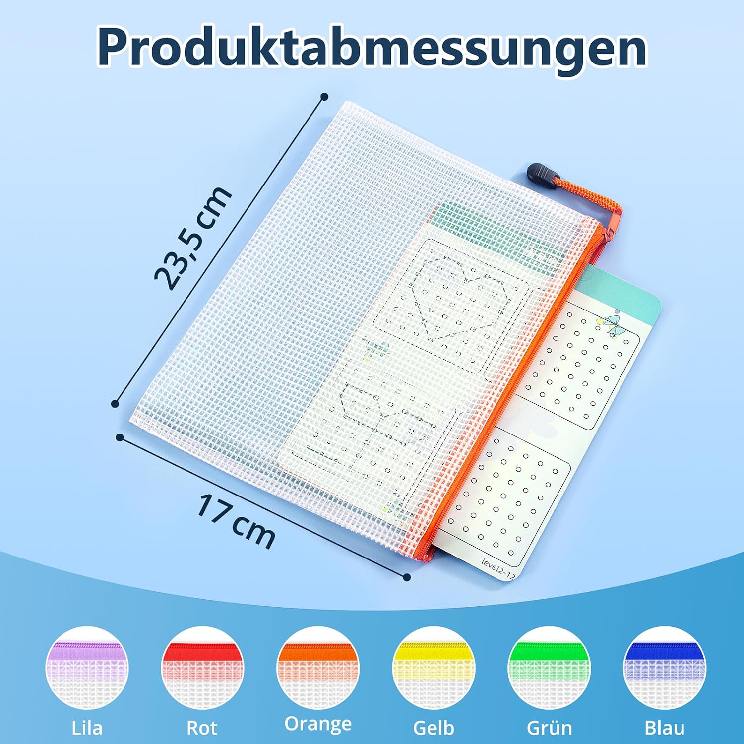 Detalle de SUNEE Dokumententasche A5 – 12er Set wasserdichte Mesh-Taschen in 6 Farben