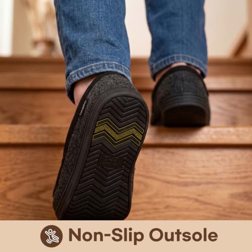 Detalle de LongBay Mens Memory Foam Moccasin Slippers Plush Fleece
