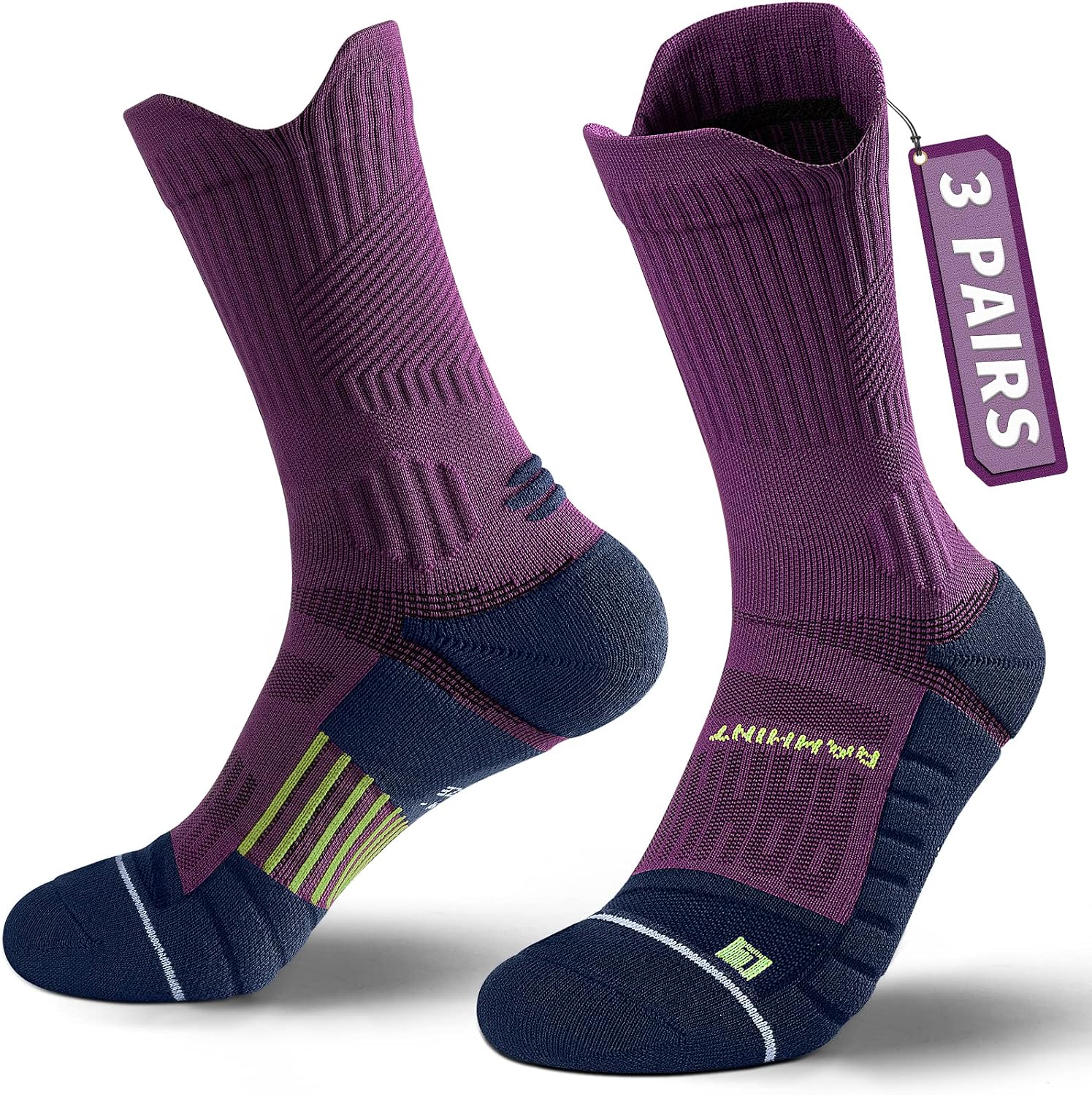 Detalle de Rahhint Coolmax 3-Pack Compression Crew Running and Hiking Socks