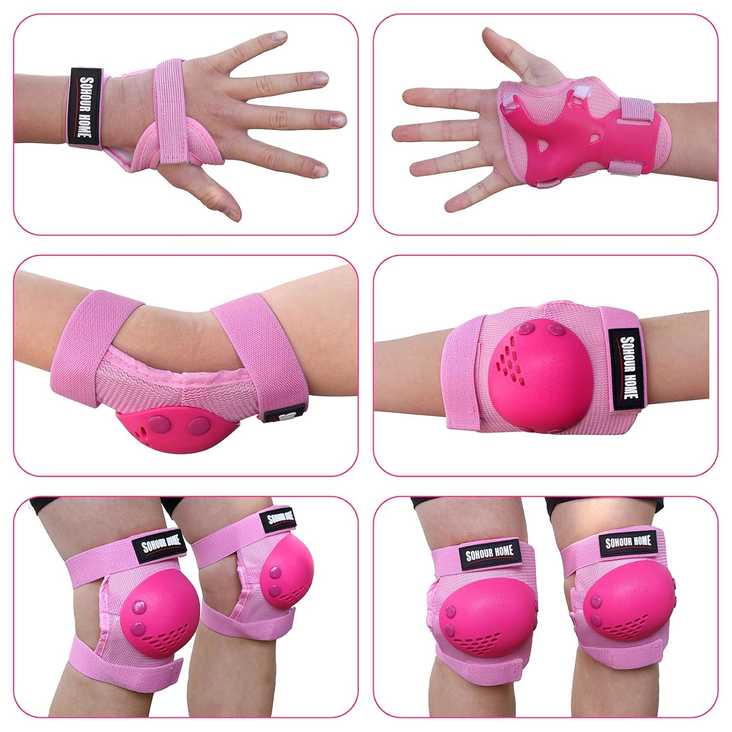 Detalle de SOHOUR HOME Kids Knee Pads, Elbow Pads & Wrist Guards 3-in-1 Protective Set