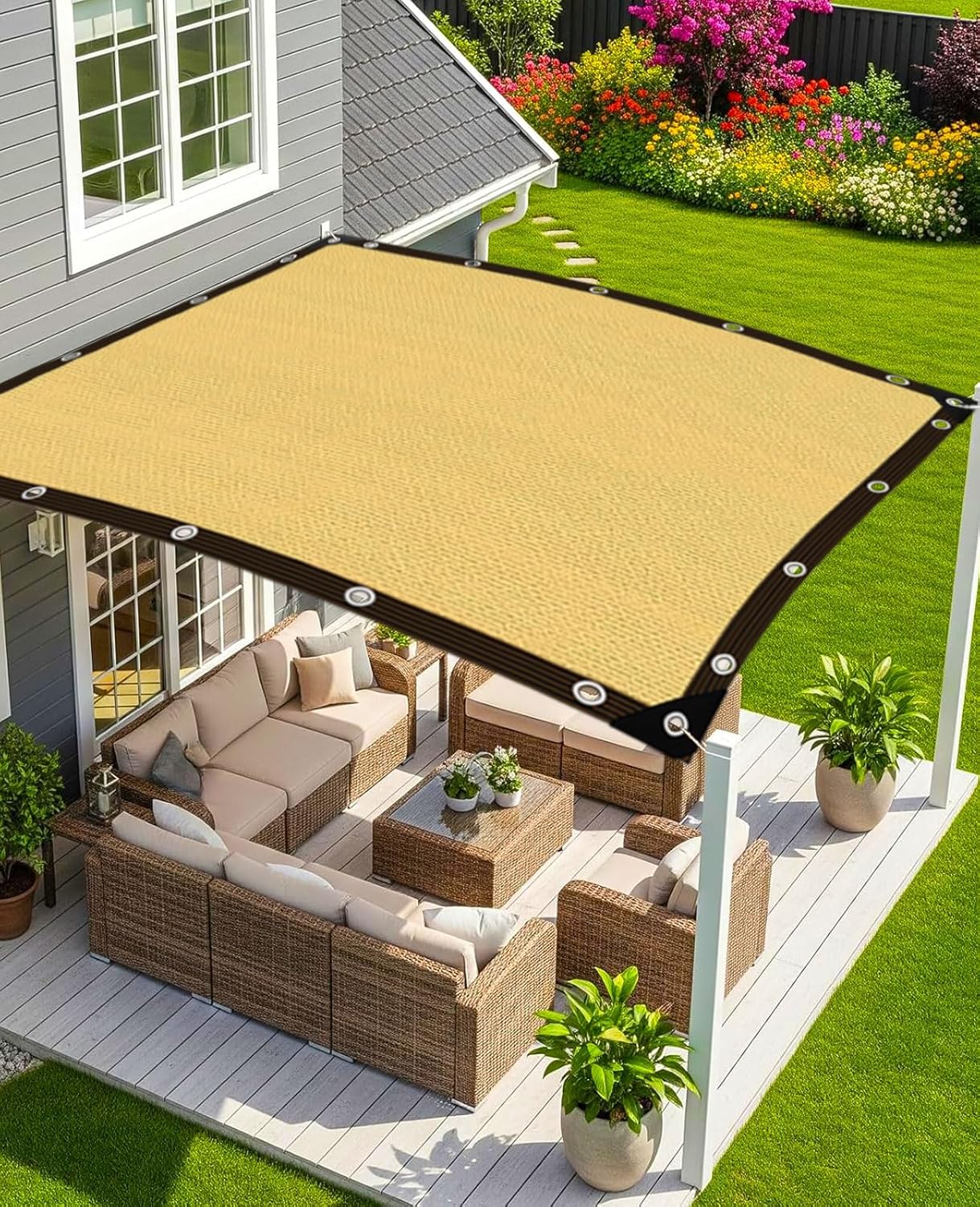 Detalle 2 de Filet d'ombrage 85% UV HDPE – Voiles d'ombrage pour serre, jardin, pergola et terrasse