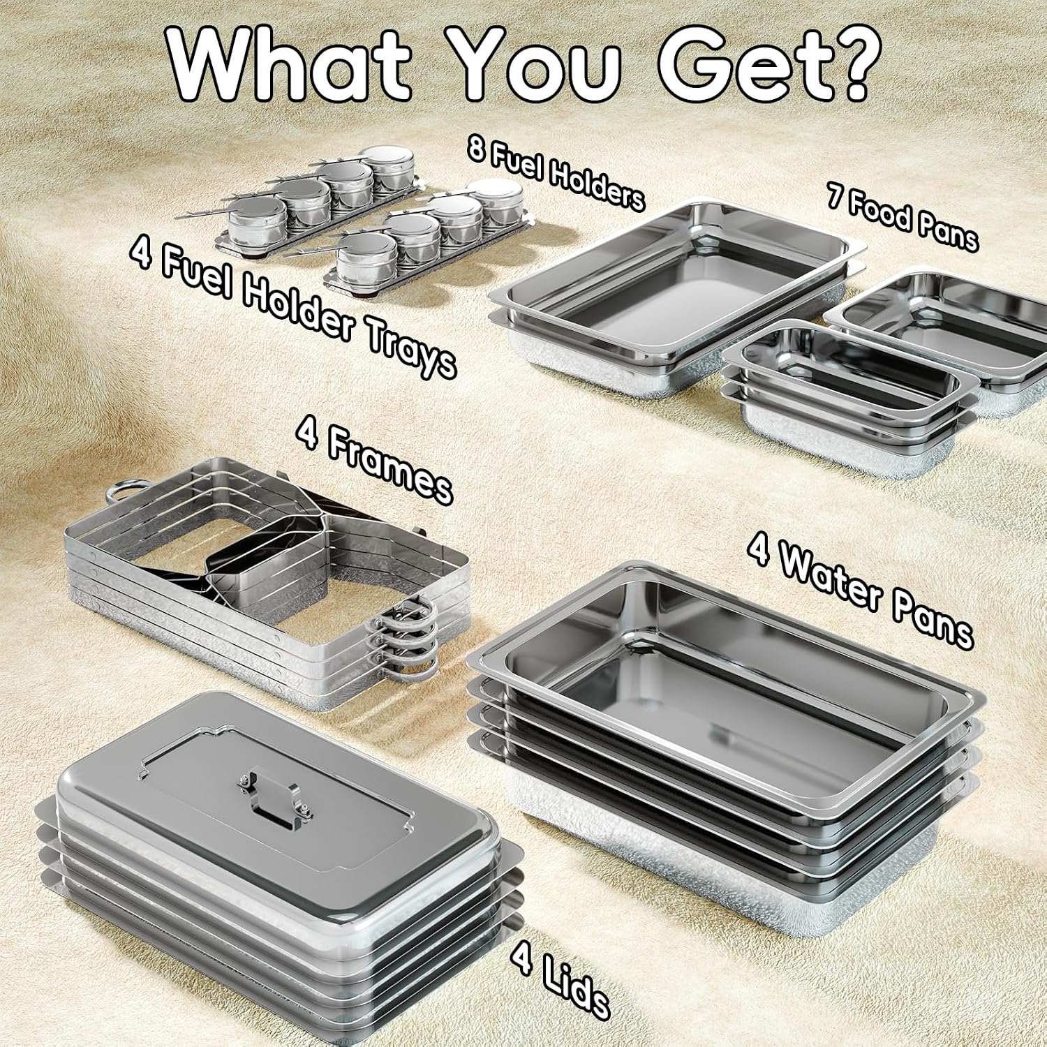 Detalle 2 de Amhier 9Qt Chafing Dishes for Buffet, 4-Pack in Silver