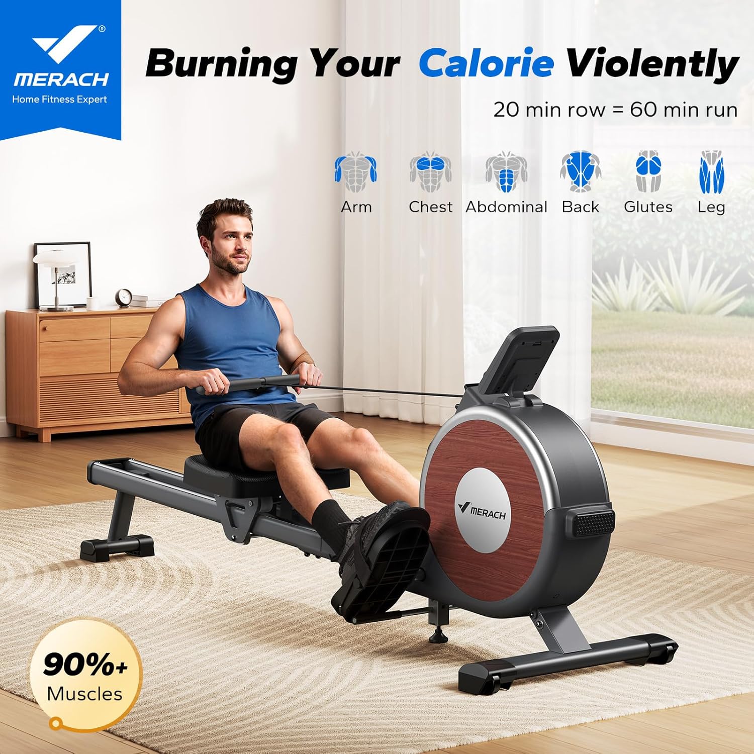 Detalle 2 de MERACH Q1S Rowing Machine 158 kg capacity 📉