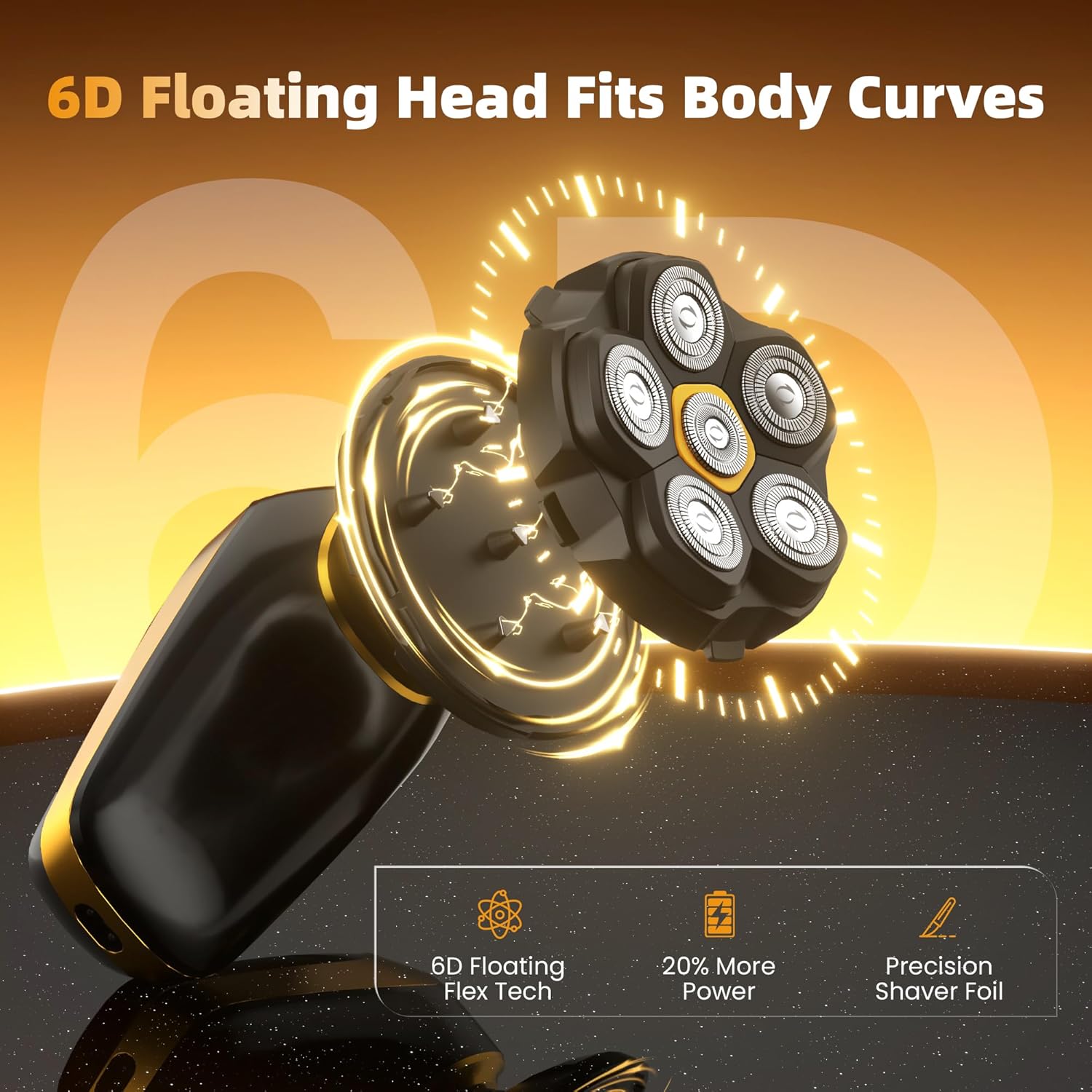 Thumbnail 1 de VIKICON Groomer FK-8609 Back Shaver Kit, 6D Head and Foldable Handle