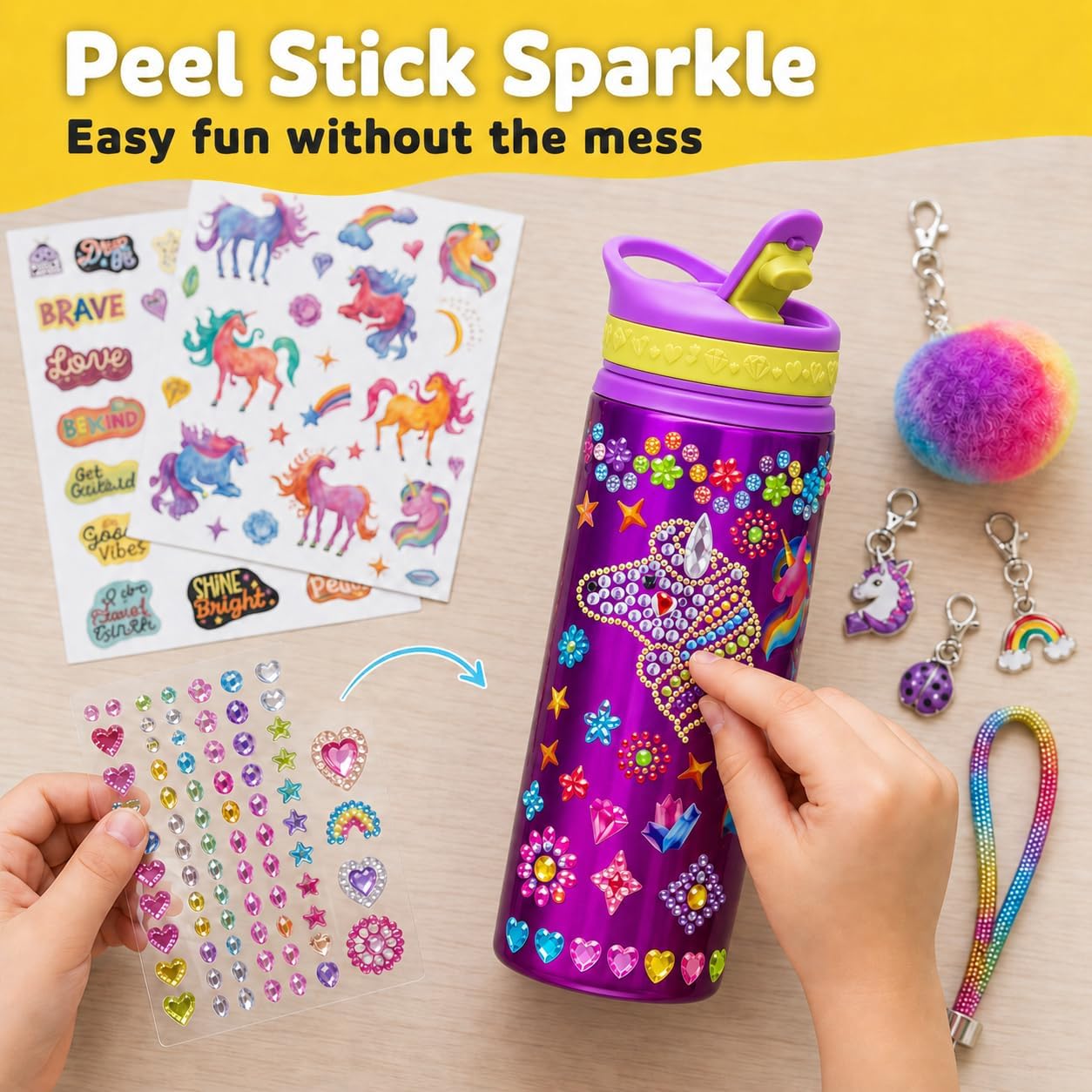 Thumbnail 3 de Purple Ladybug Water Bottle Decorating Kit