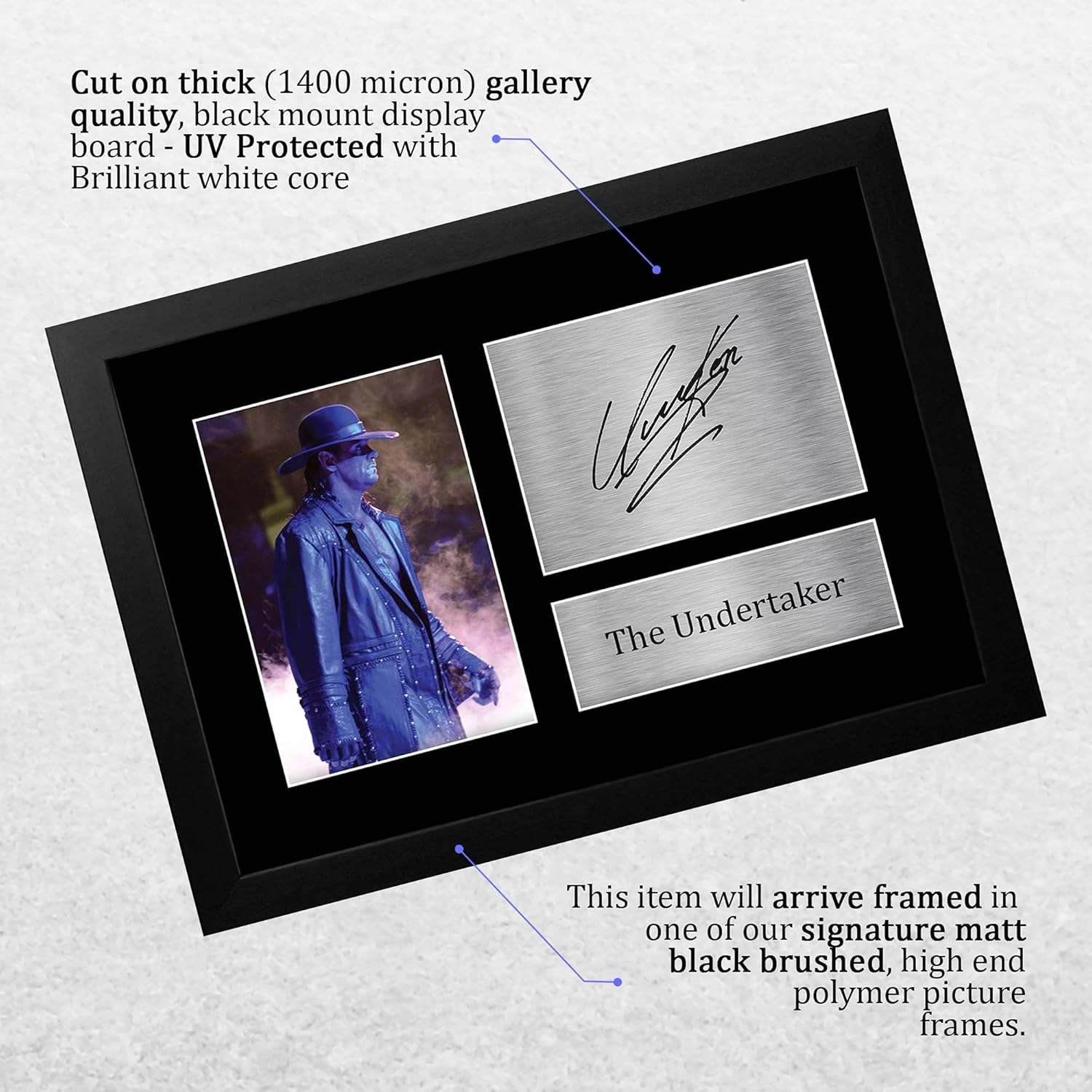 Thumbnail 2 de HWC Trading “The Undertaker” Gift Signed Framed A4 Printed Autograph WWE/WWF Wrestling Display (FRAMED A4)
