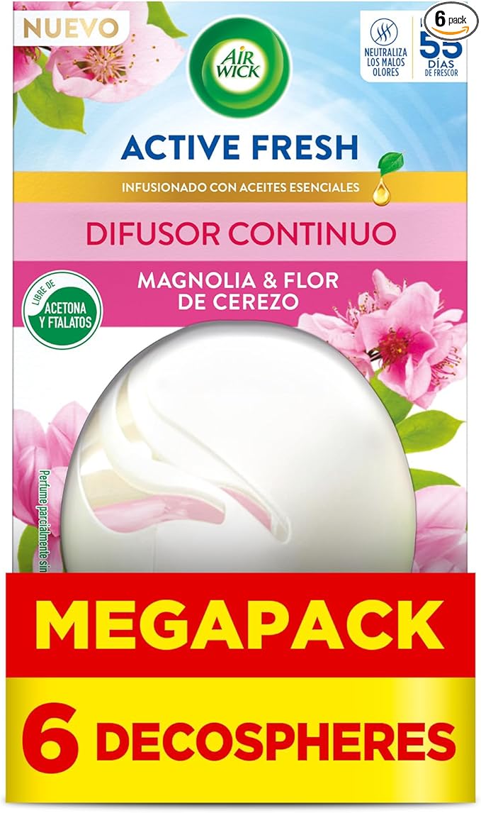 Air Wick Decosphere - Ambientador Magnolia y Cerezo, Pack 6 🏡
